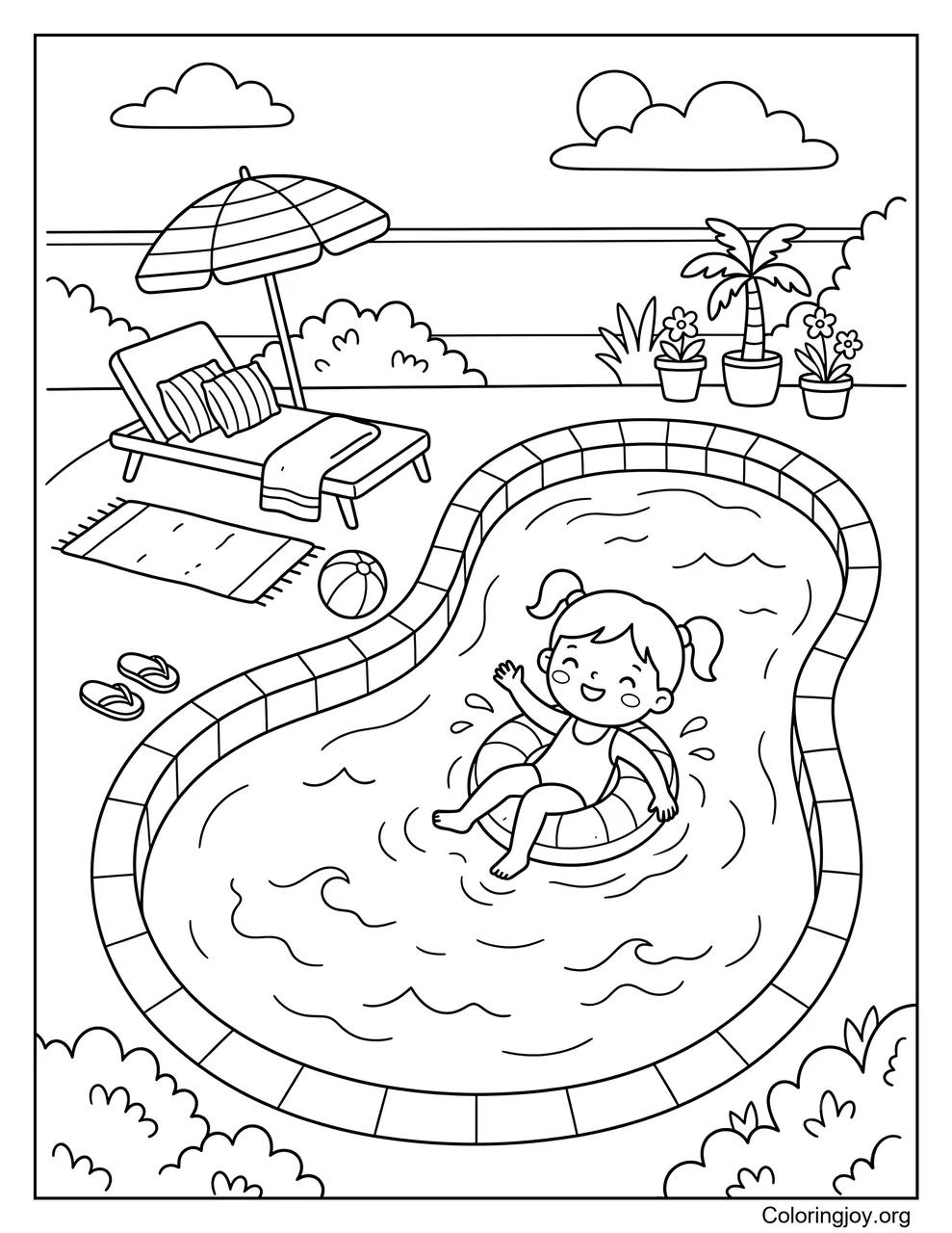 Ein Schwimmbad glitzert mit klarem Wasser.