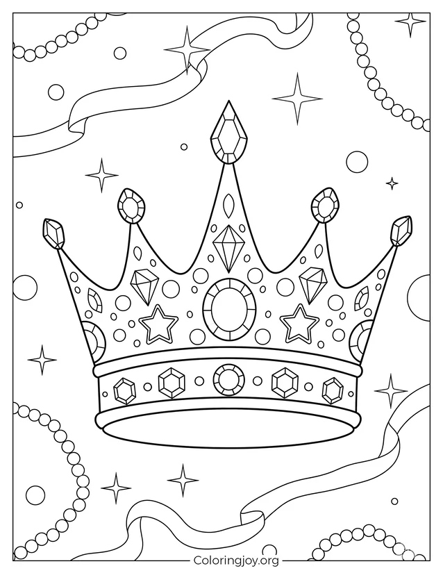 Página para colorear de la corona de la gran joya para niños