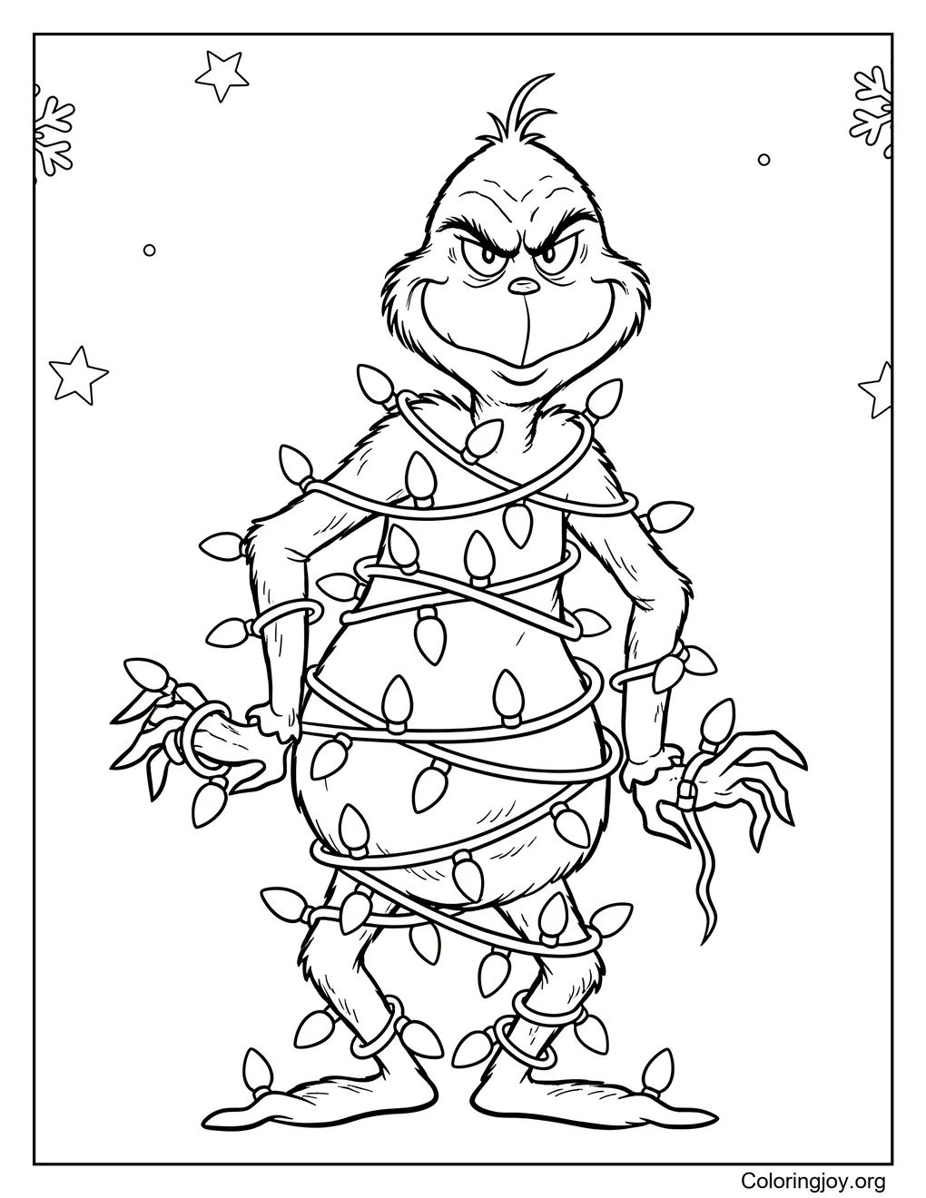 grinch tangled in christmas lights
