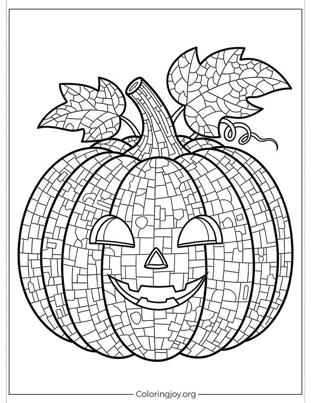 Hoja para colorear de mosaico de calabaza página para colorear