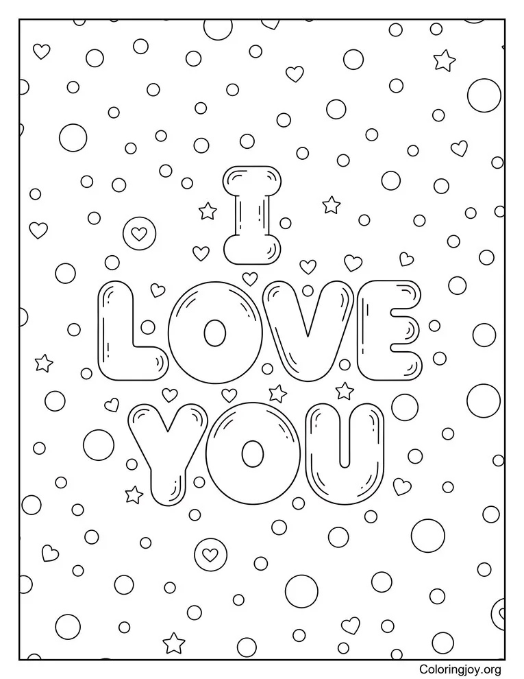 Polka Pattern Saying I Love You coloring page