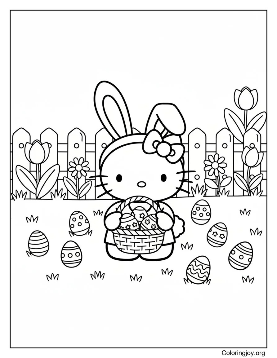 Bunny Hides Eggs in Garden