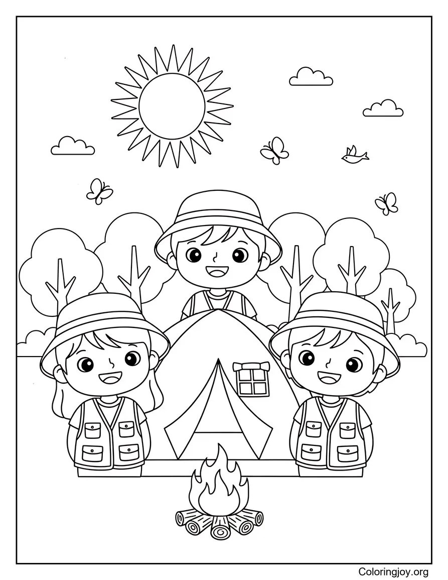 Viaggi in campeggio Natura Estate Pagina da colorare Adventure Time disegno da colorare