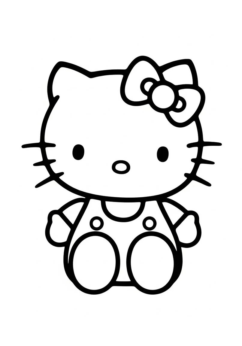 Página para colorear de arte lineal de bebé simple Hello Kitty