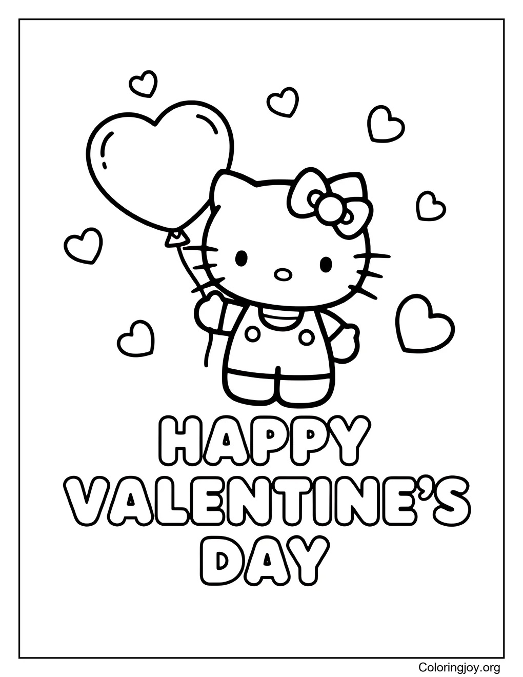 Hello Kitty Dibujo para colorear de San Valentín página para colorear