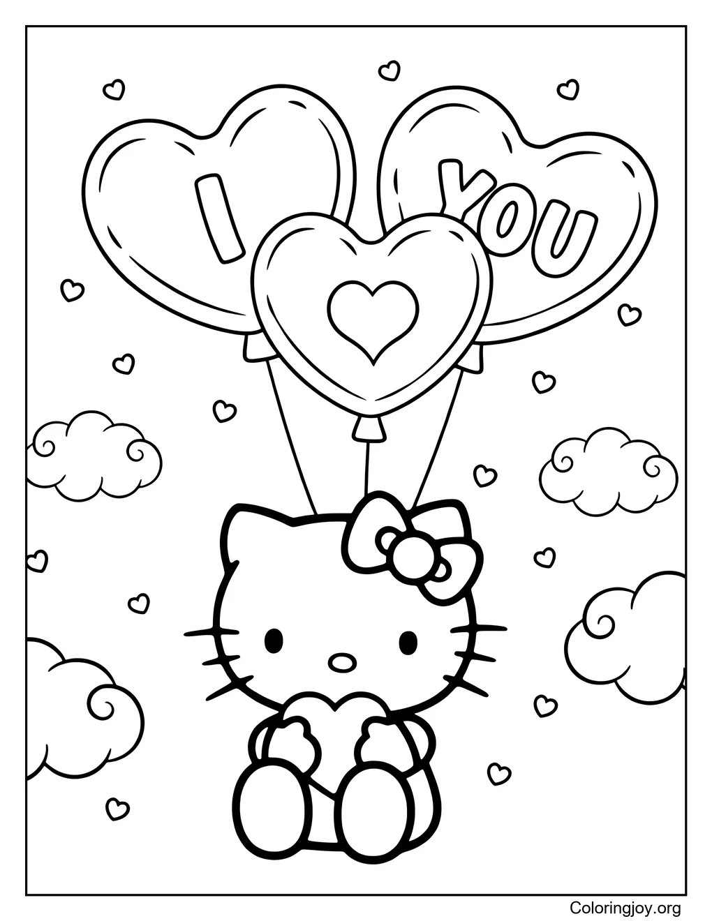 Me encanta Ballon Hello Kitty página para colorear