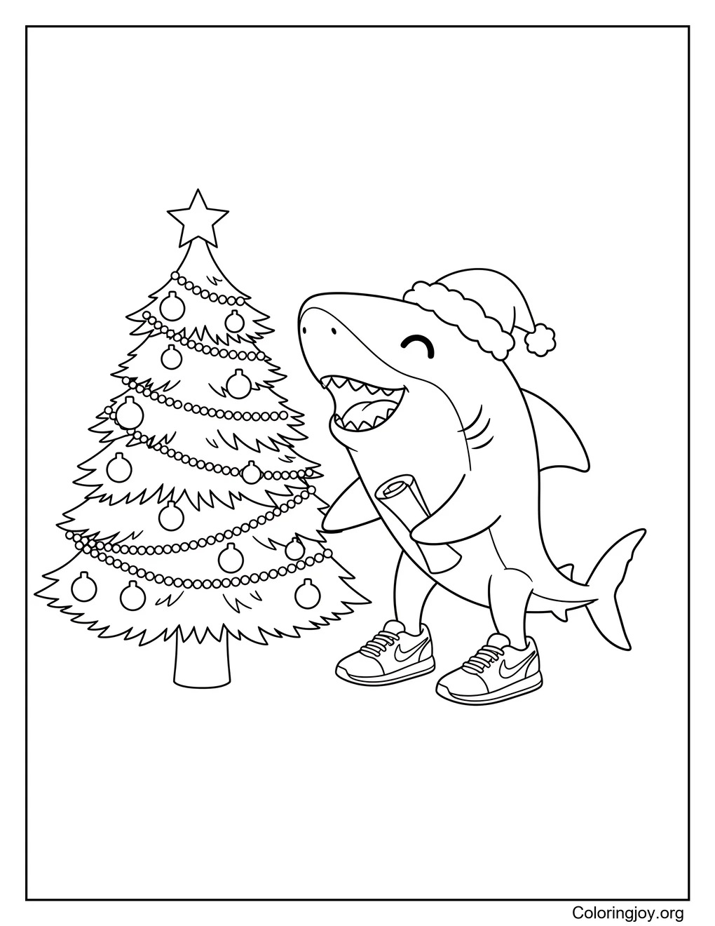Tralalero Tralala tema navideño para colorear para niños página para colorear