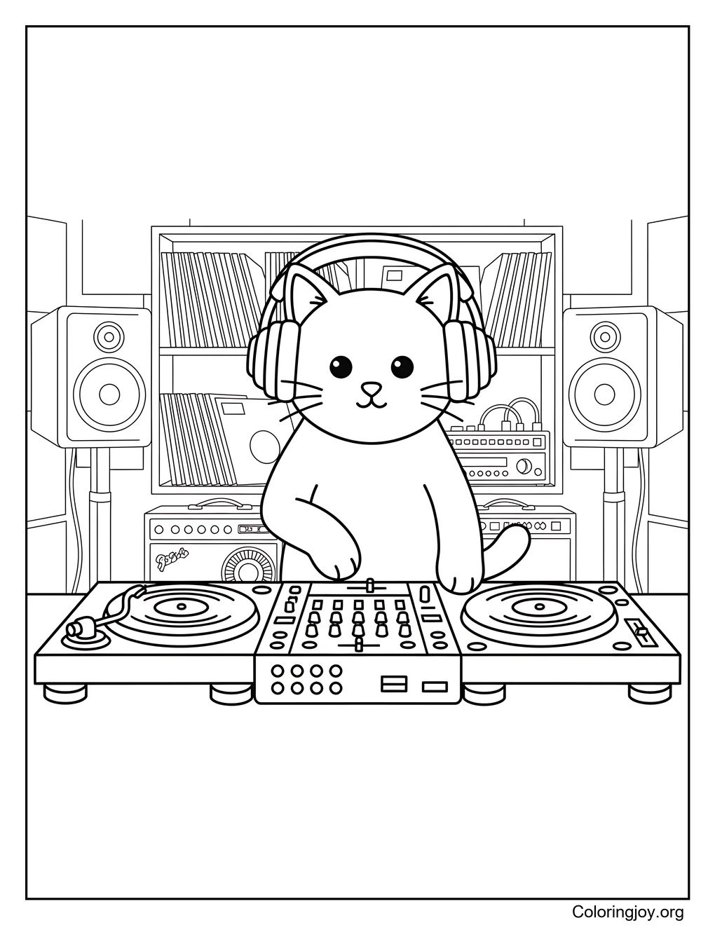 DJ Cat with Headphones
