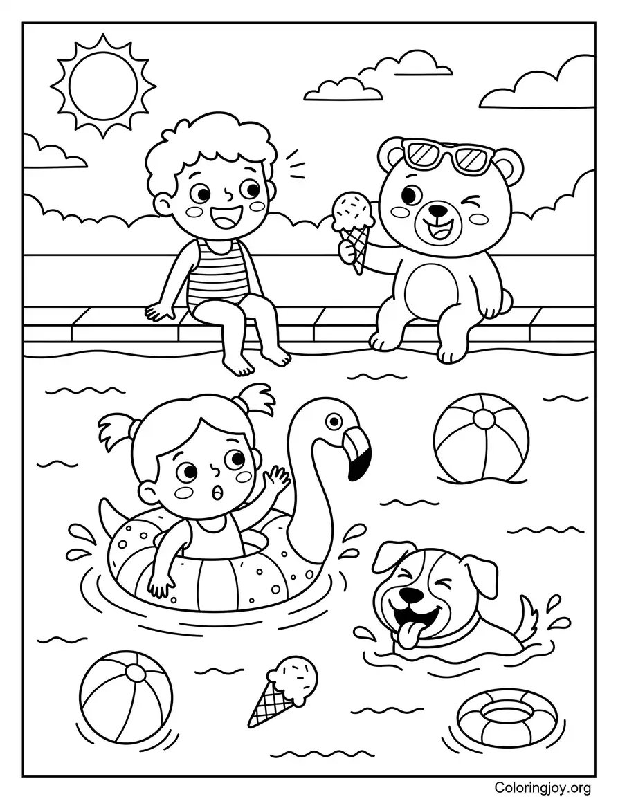 Sunny Scoops And Popsicles Scene coloring page