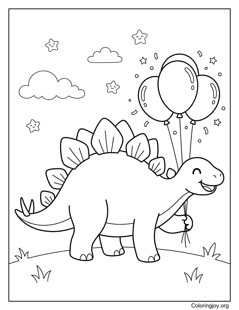 Happy Stegosaurus With Balloons