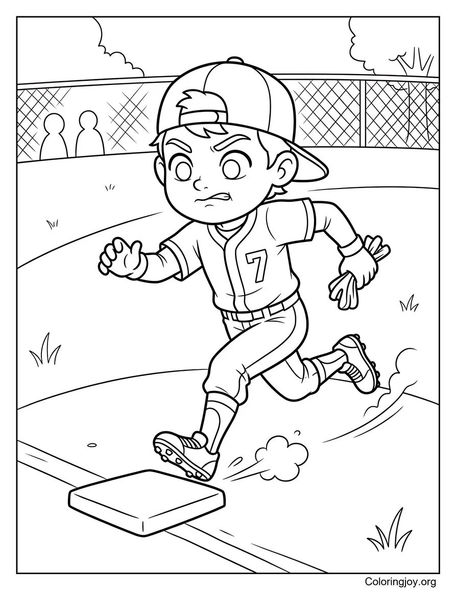 Base Stealing Action coloring page