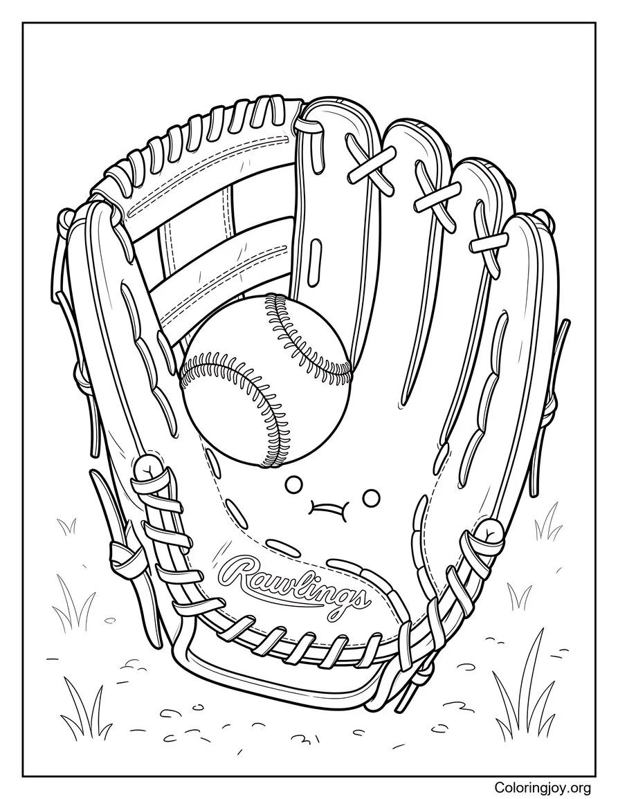 Baseball Glove Close Up coloring page