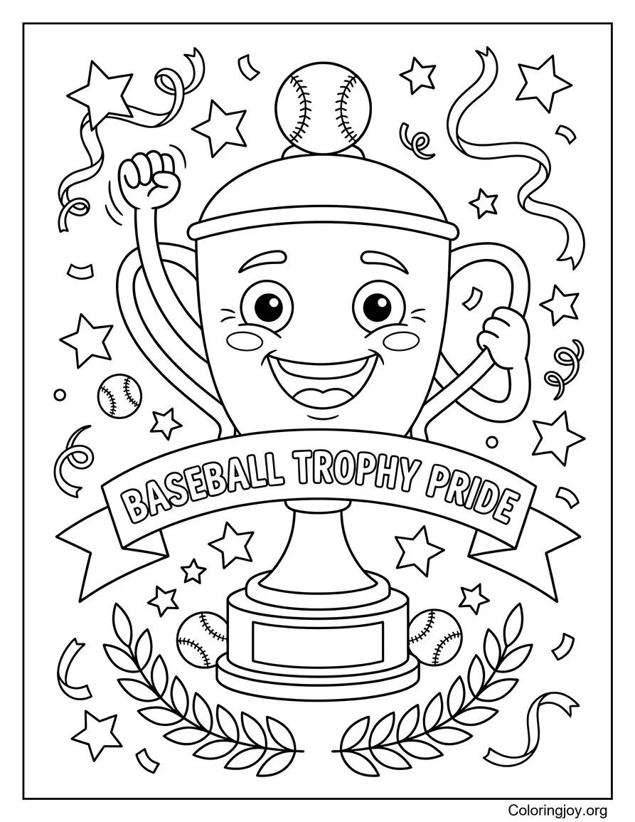 Baseball Trophy Pride coloring page