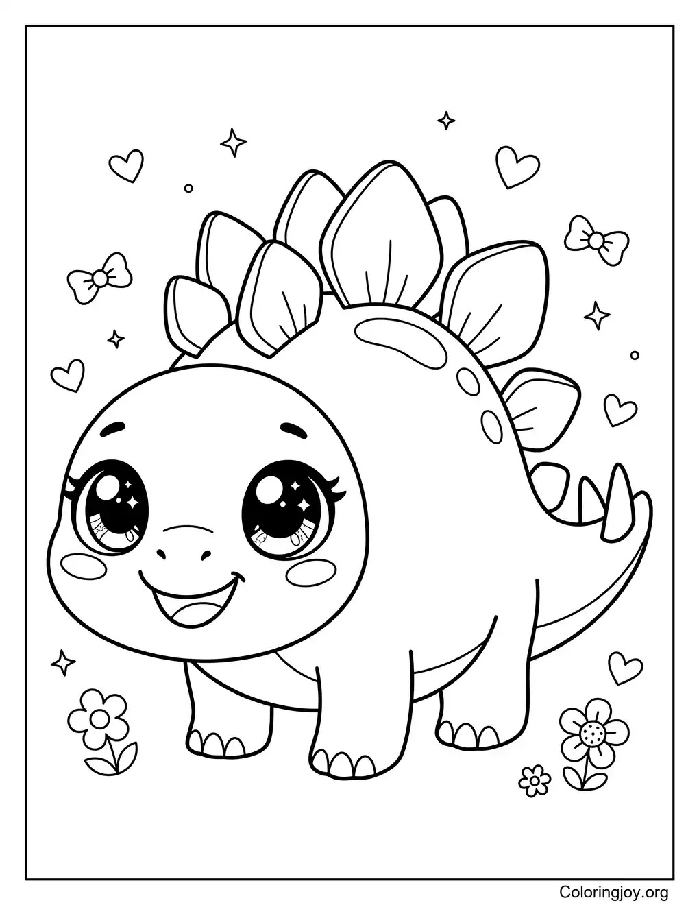Kawaii Stegosaurus With Hearts