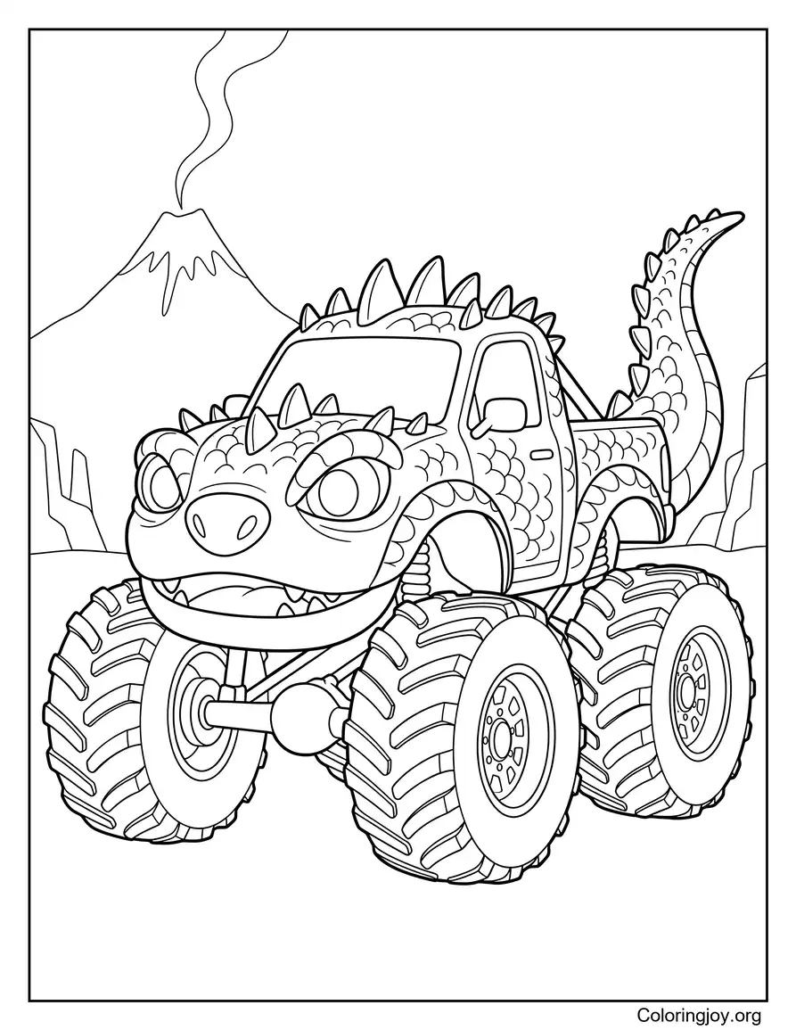 Dinosaur Monster TruckColoring Sheet coloring page
