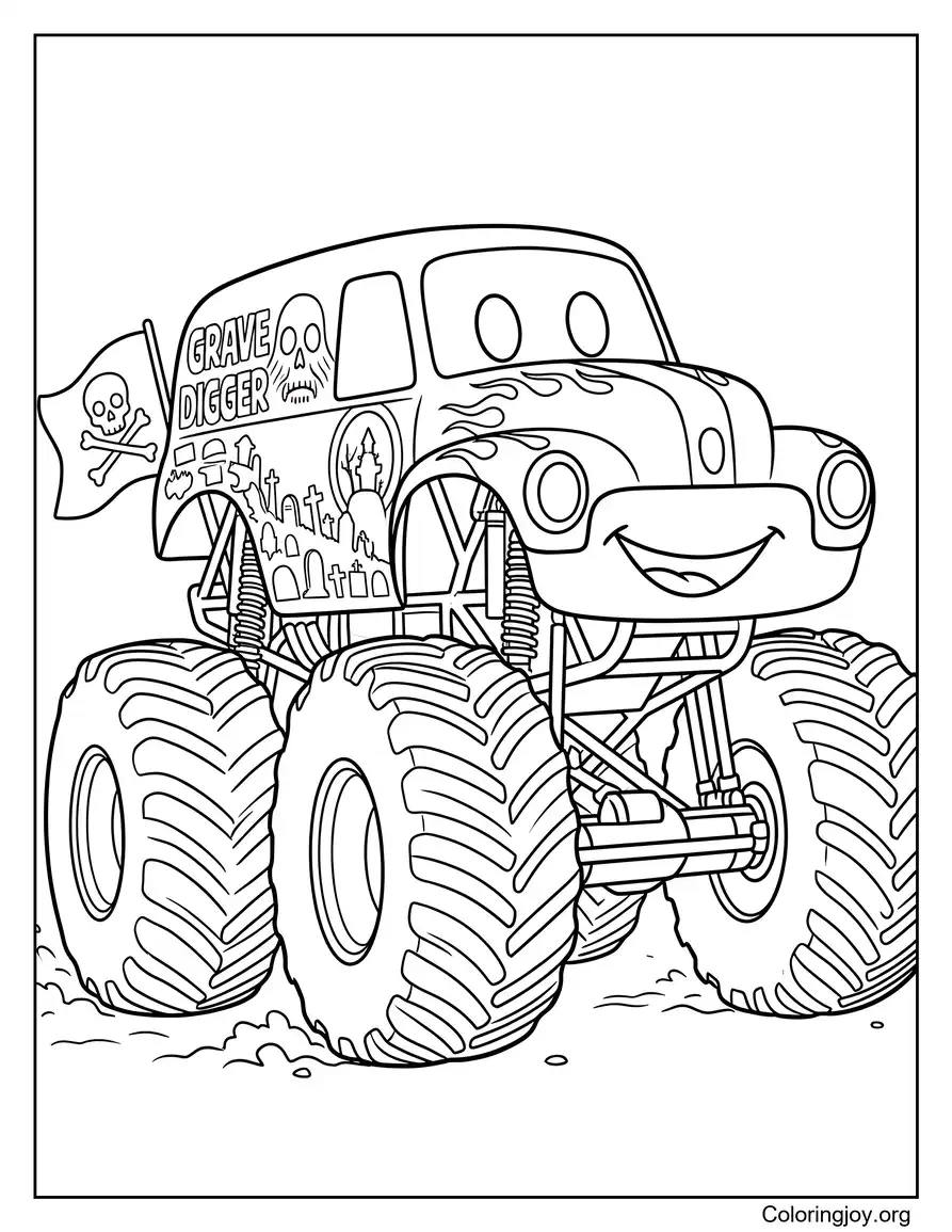 Grave Digger Monster Truck Picture to Color coloring page
