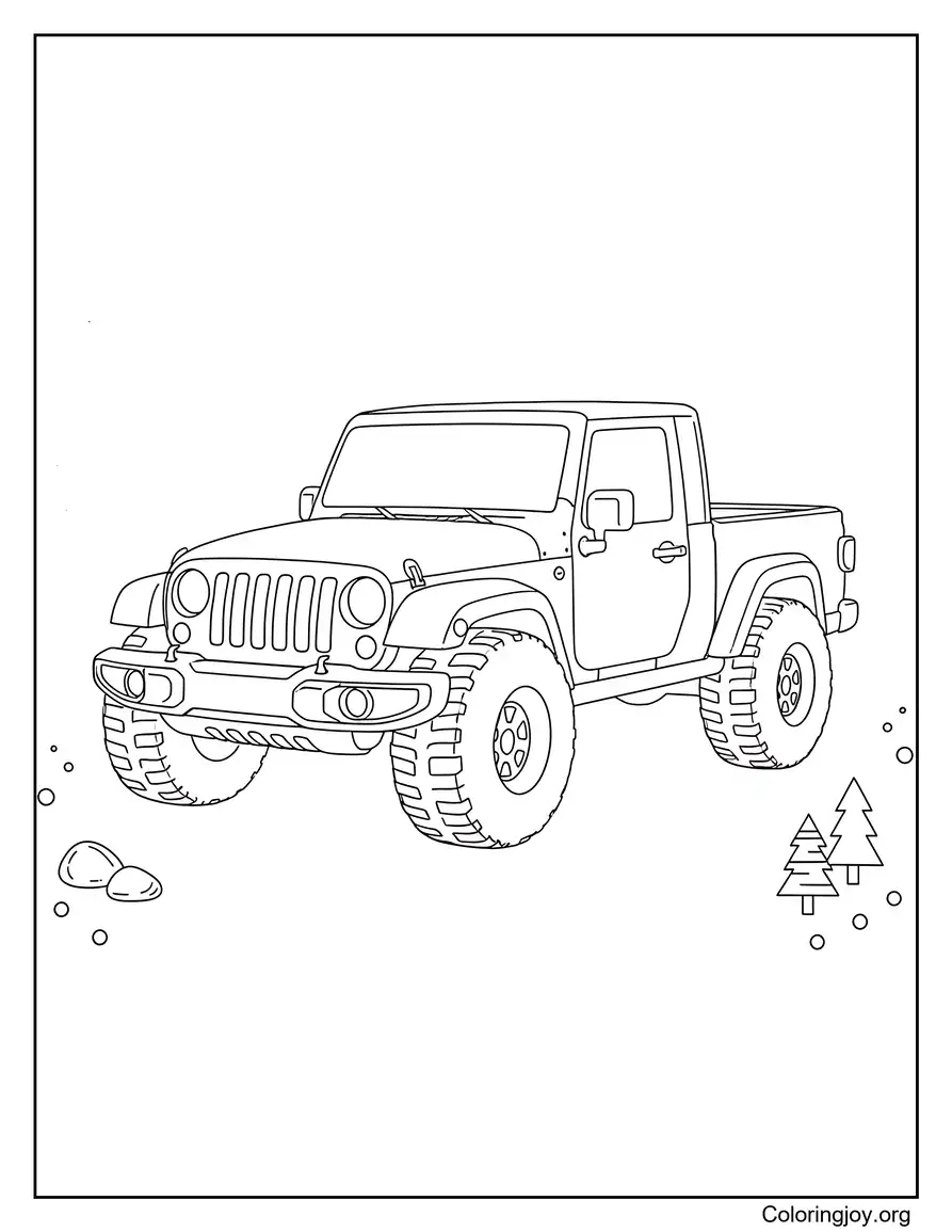 Jeep Gladiator Truck in Action coloring page