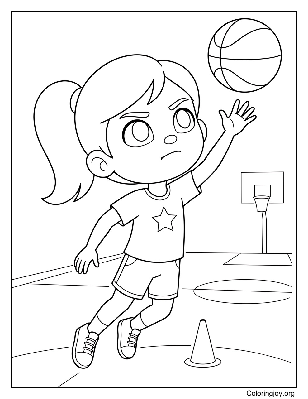 Young players practice basketball drills with a coach.