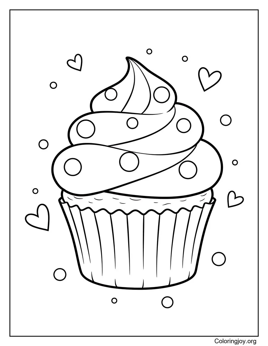 Coloriage de Cupcakes mignons avec des pépites