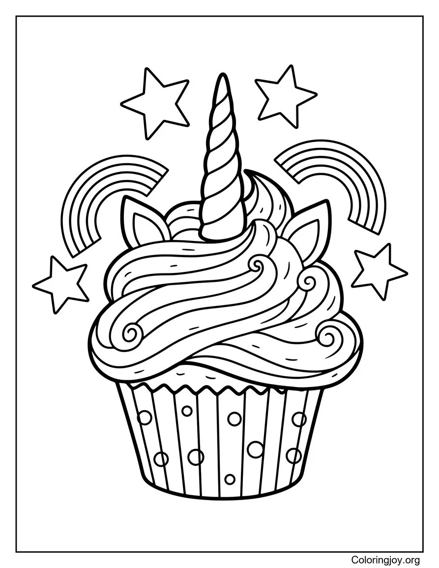 Coloriage de cupcakes licorne magique