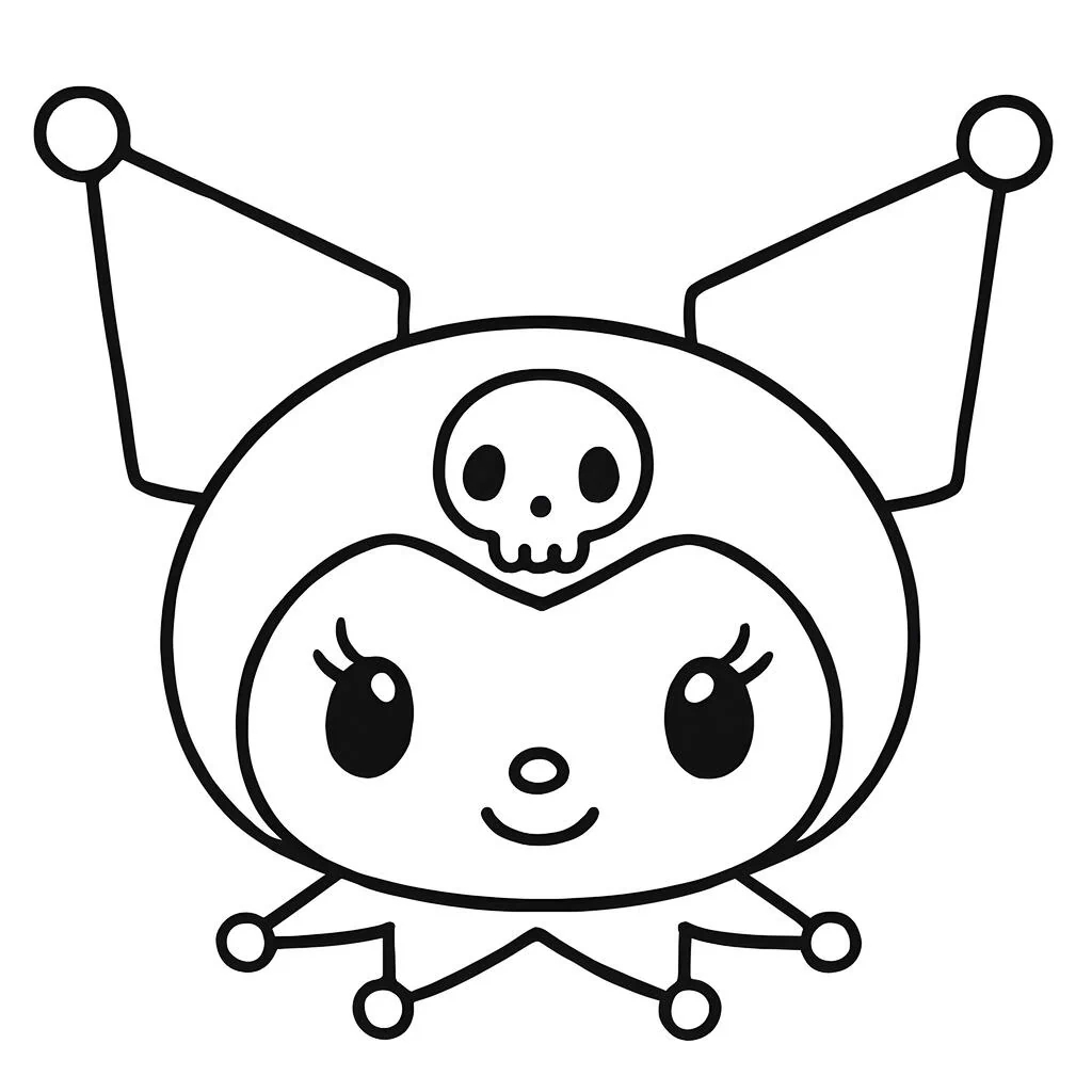 Erwecken Sie Kuromis verspielten Charme zum Leben mit diesem auffälligen, einfach zu färbenden Gesichtsdesign, perfekt für Fans von Sanrios frechstem Schatz.