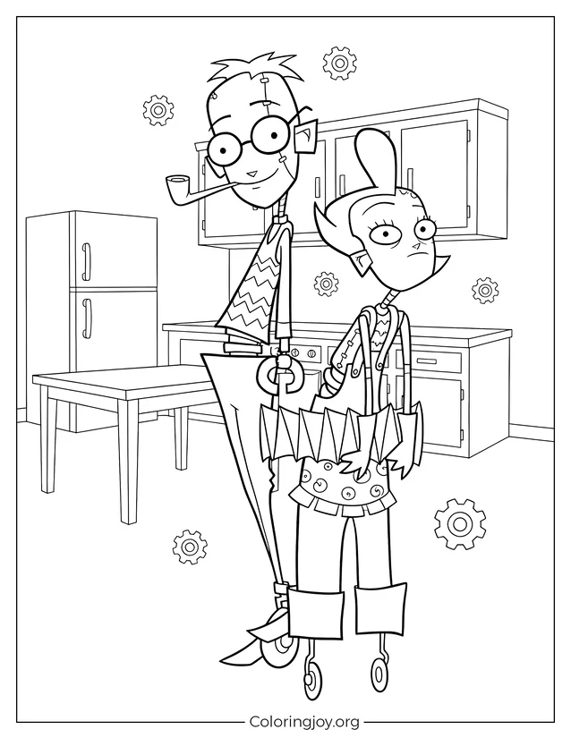 Invader Zim Robopadres suburbanos coloreando