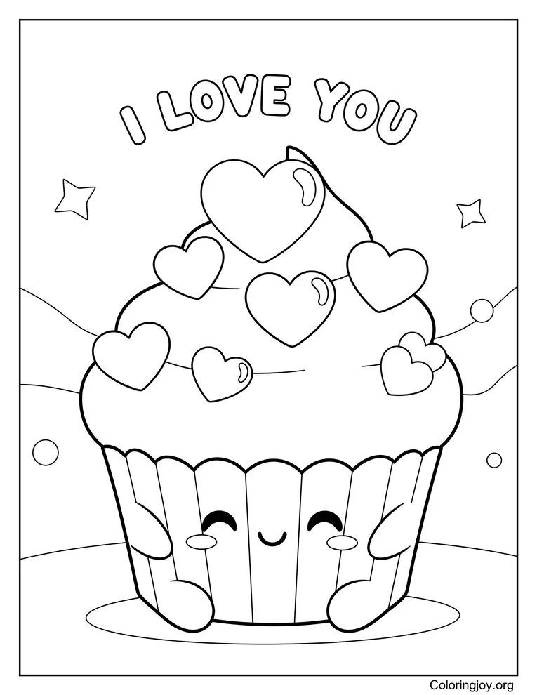 Cupcake I Love You Treat coloring page