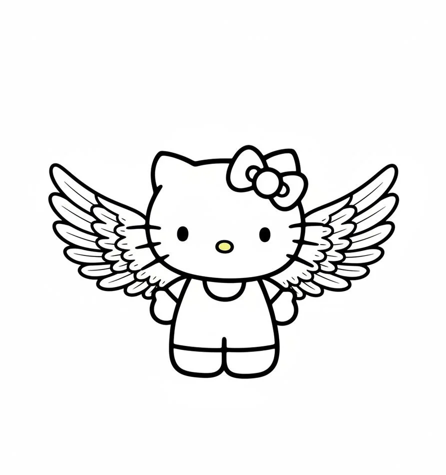 Hello Kitty Página para colorear de alas de ángel