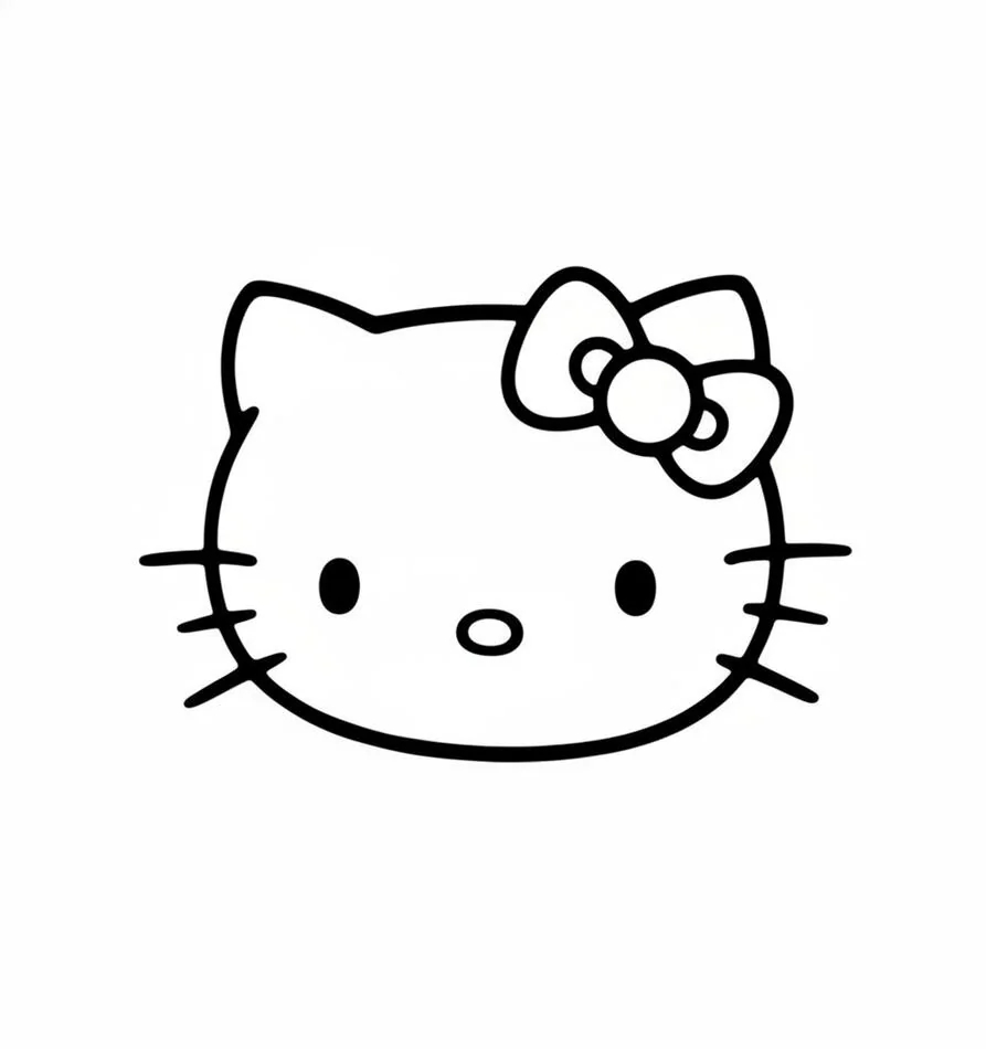 Coloración simple del contorno de la cabeza Hello Kitty
