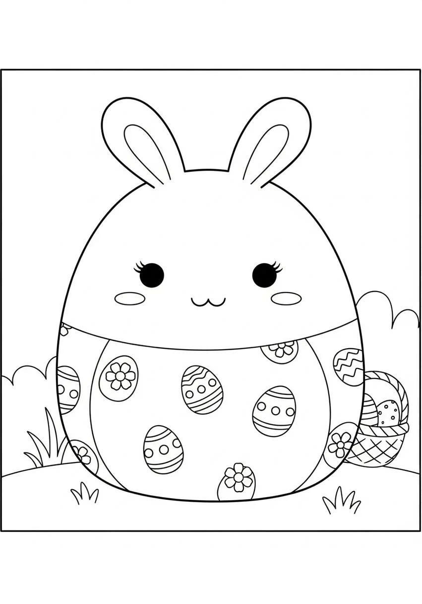 Squishmallow Easter coloring page