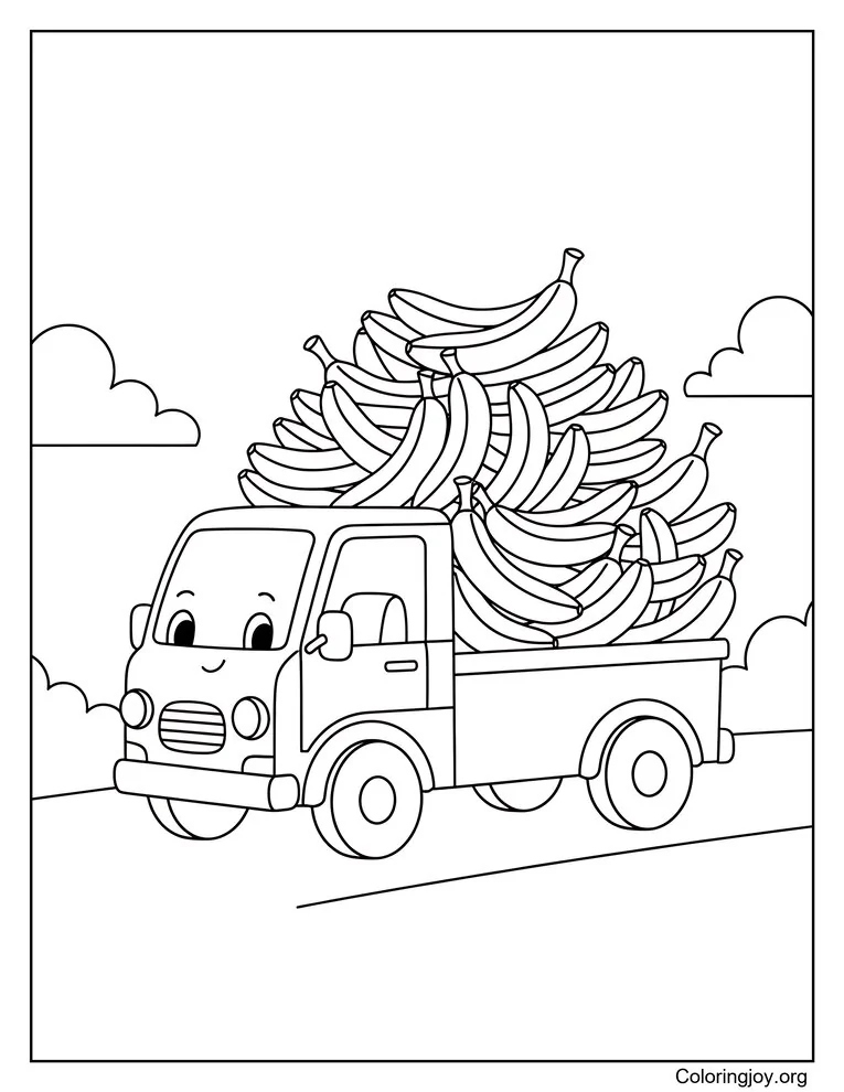 Un camioncito lleno de plátanos, dispuesto a entregarlos felizmente.