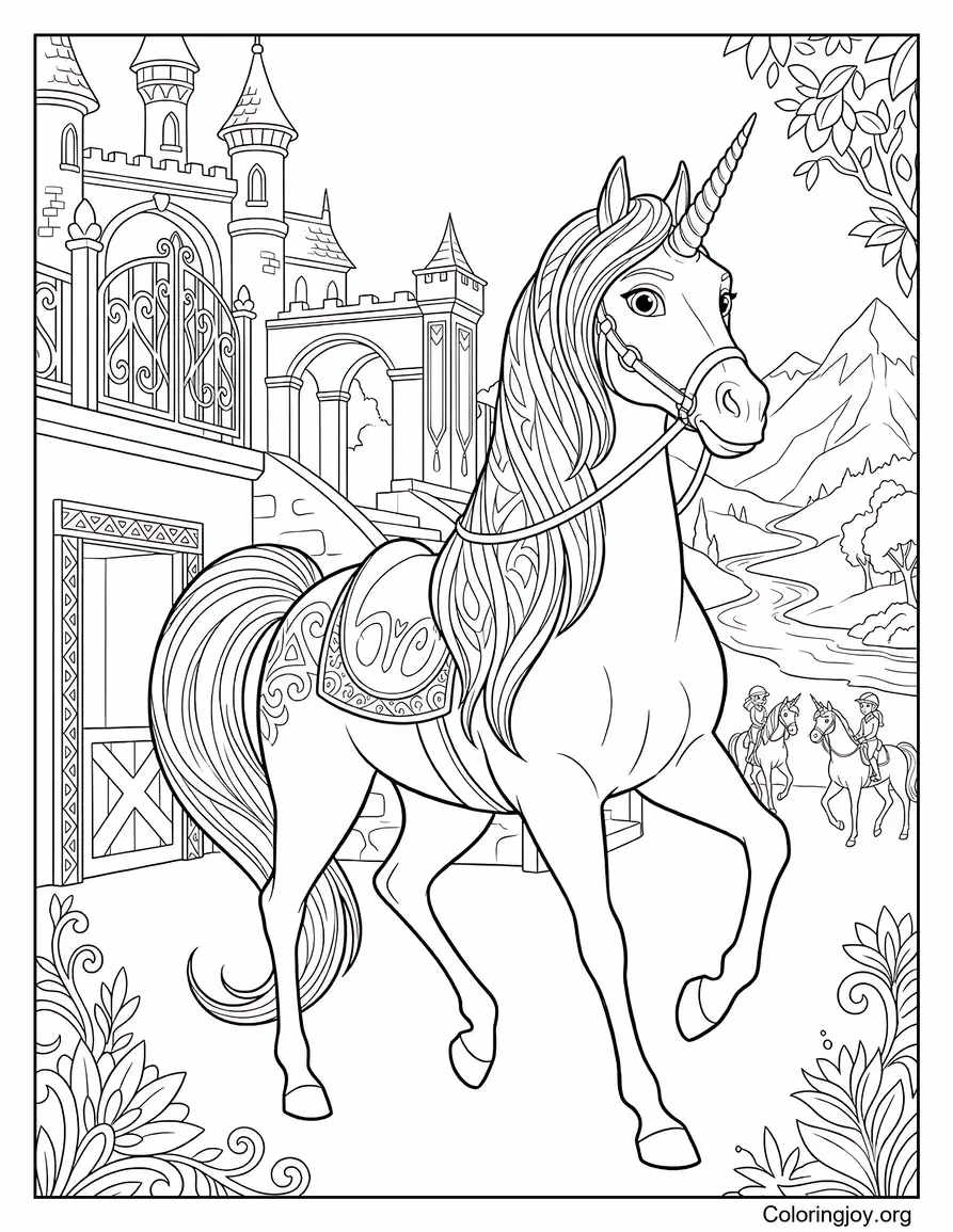Solitaire Unicorn Academy página para colorear