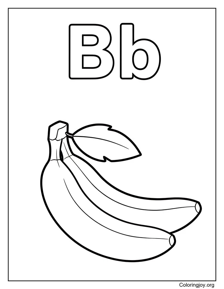 B para plátano página para colorear