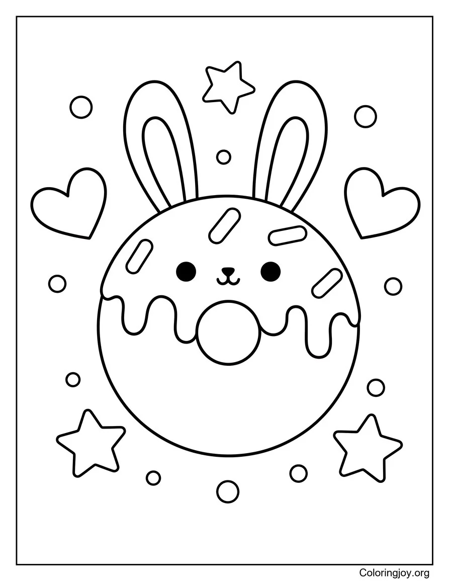 These bunny-shaped donuts hop across the page with floppy ears.