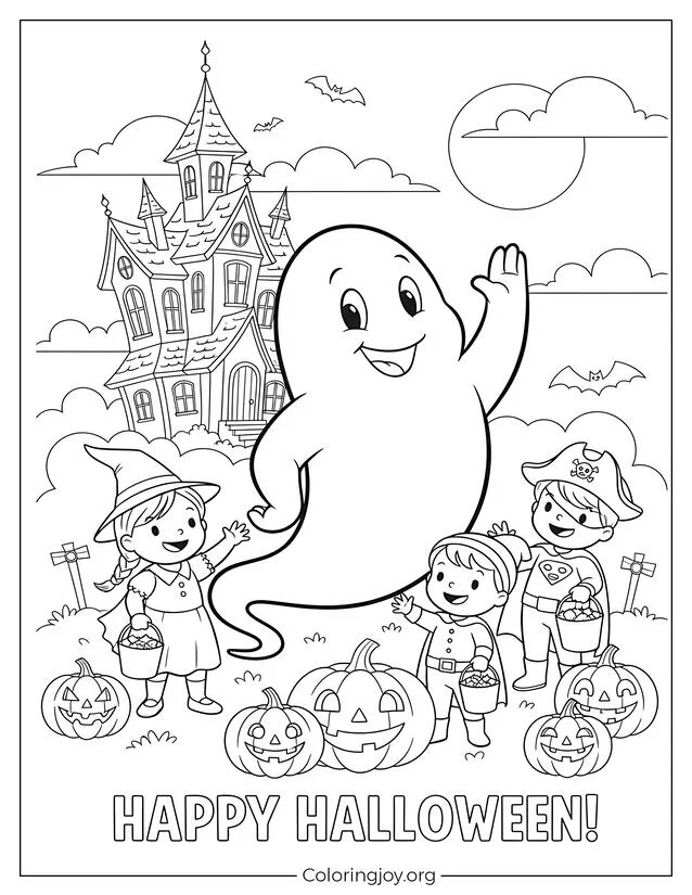 de Casper, el fantasma amigable, para Halloween página para colorear