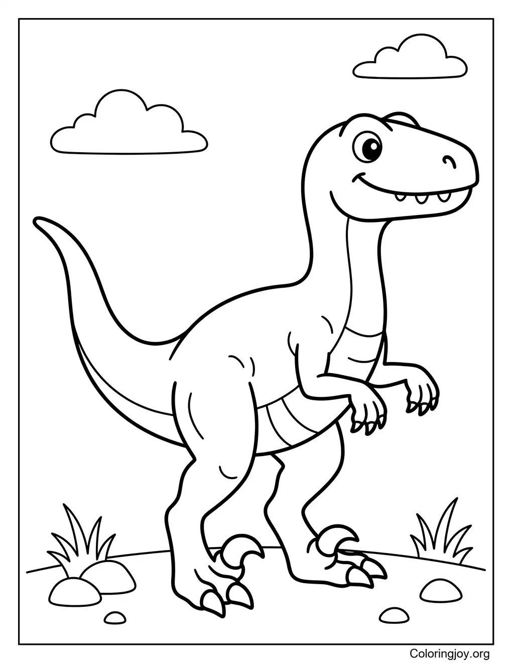Easy VelociraptorFor Toddlers coloring page