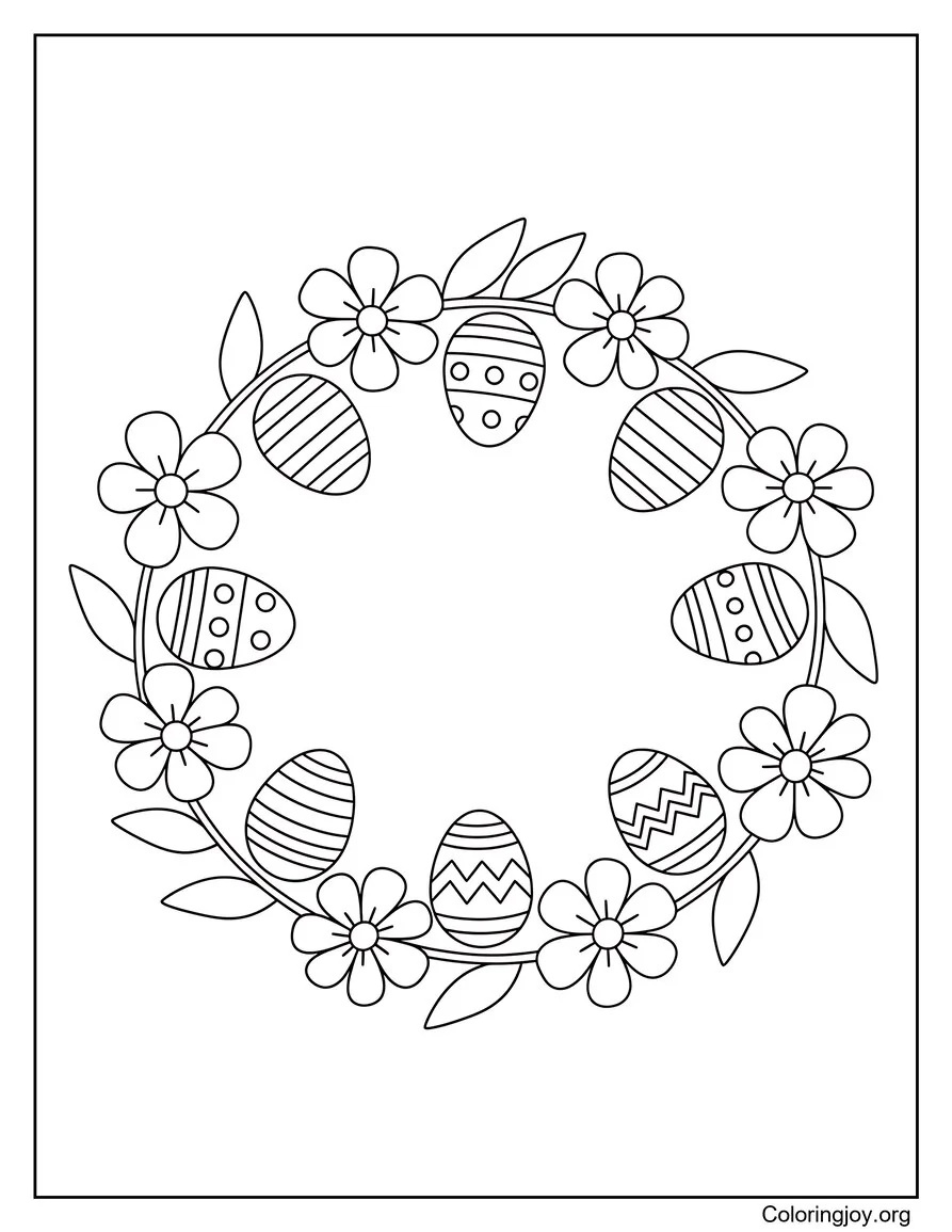 Floral wreath with Easter eggs