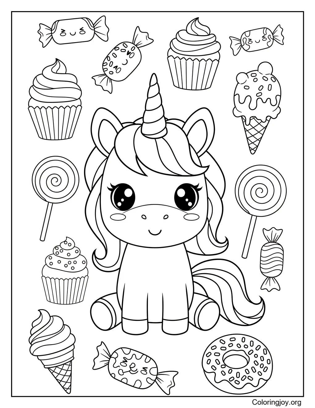 unicornio con dulces