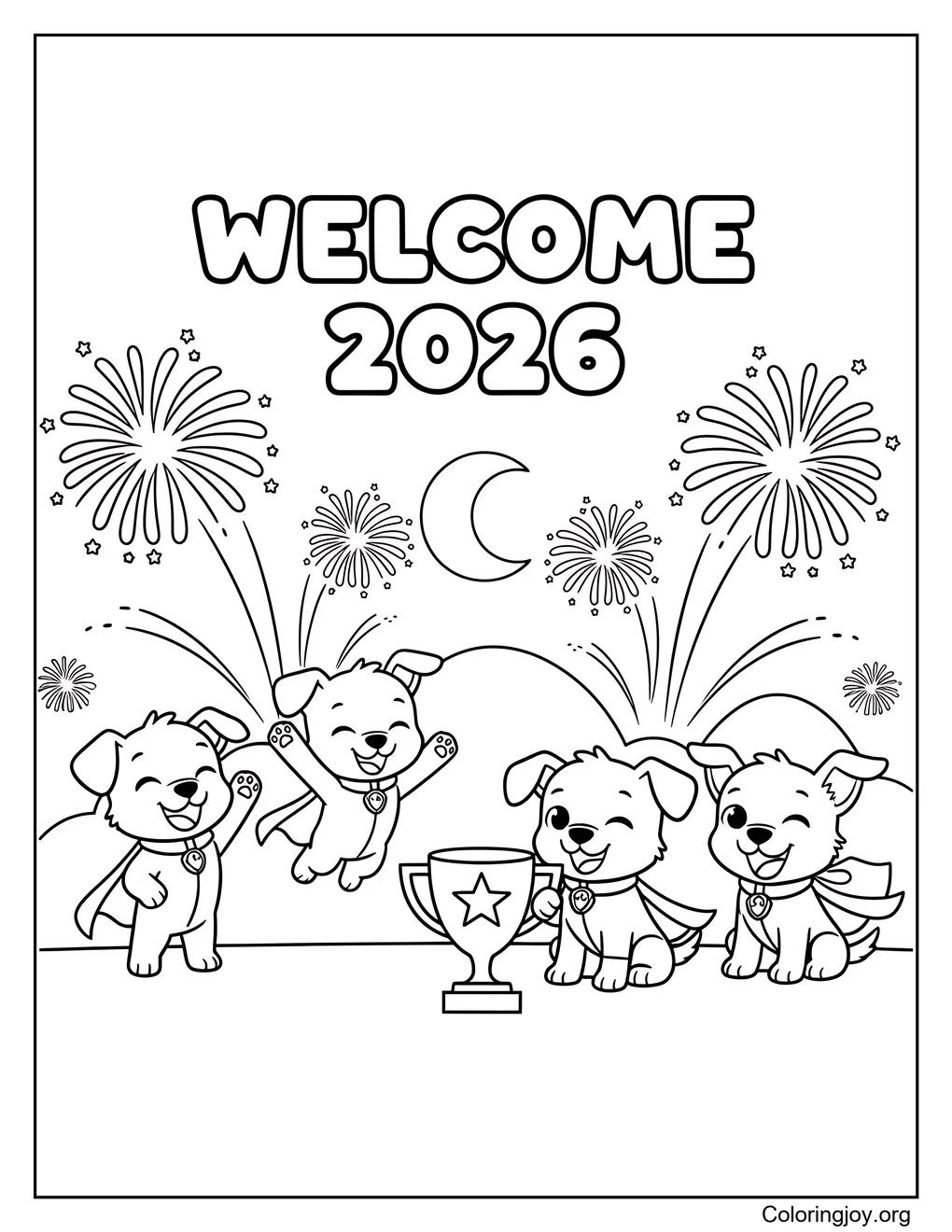 Paw Patrol New Year coloring coloring page