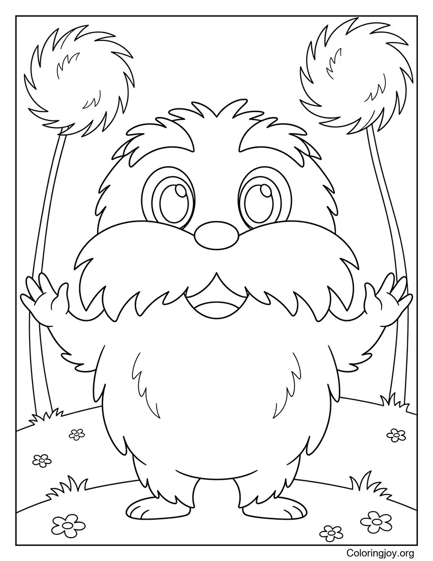 Easy The Lorax Outline For Kids coloring page