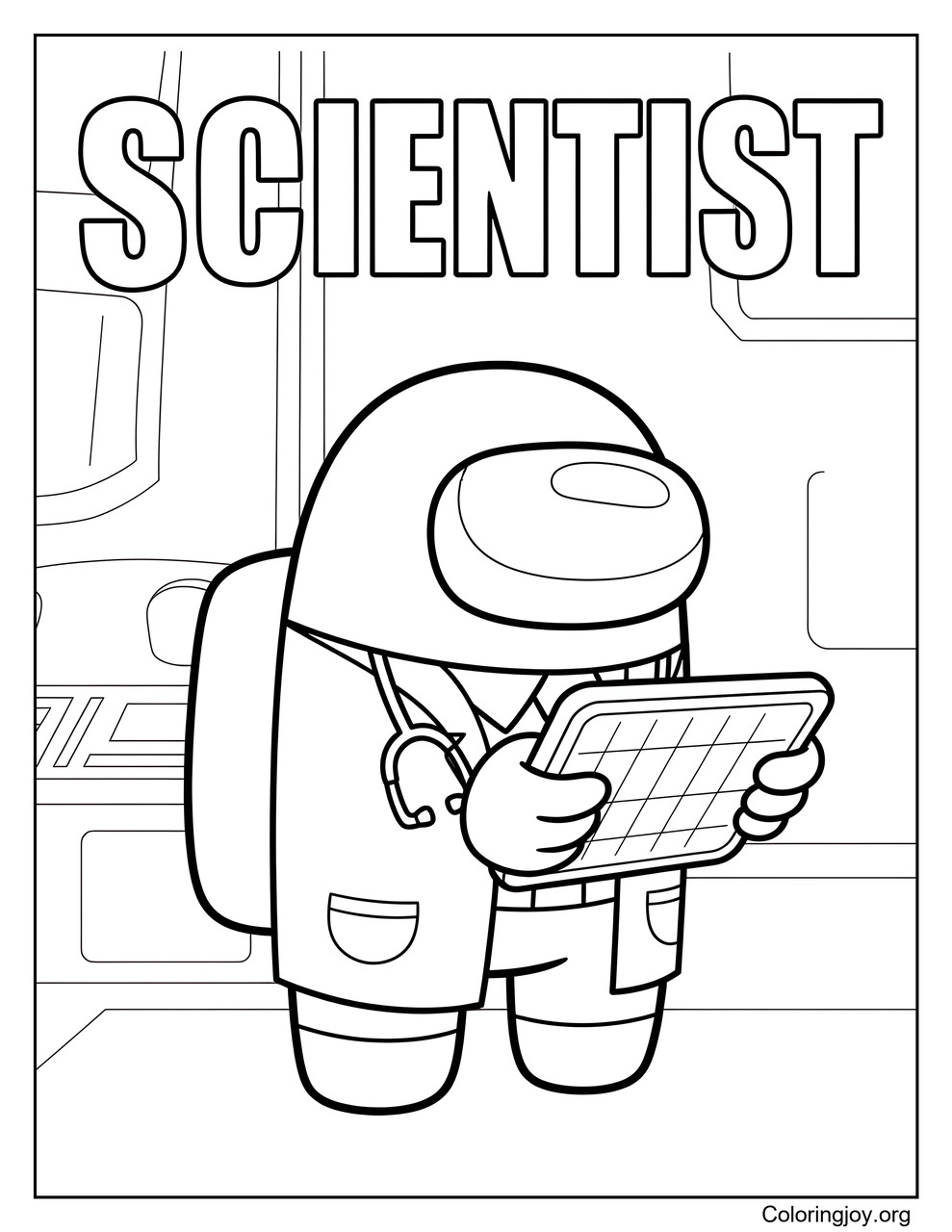 Learn About the Among Us Scientist Role coloring page