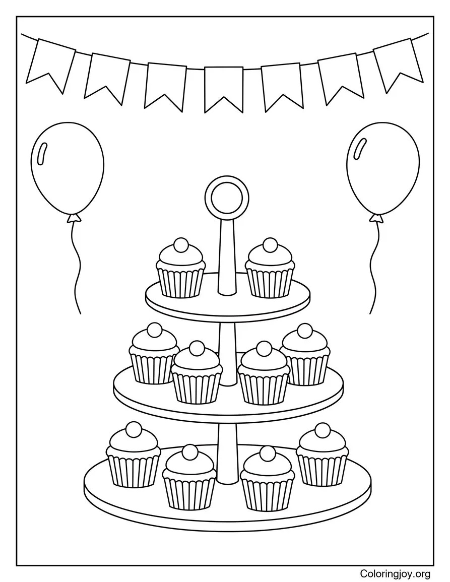 Stand de cupcakes lors d'une fête d'anniversaire
