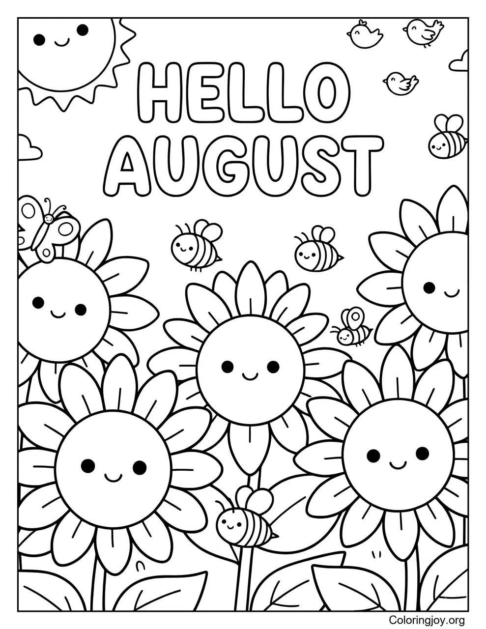 Bright sunflowers stand tall under clear summer skies.