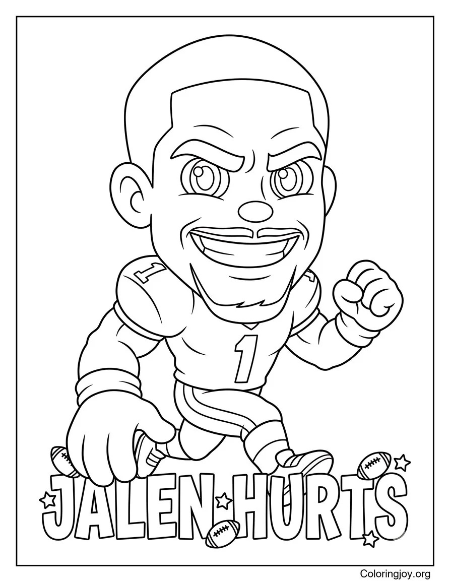 Jalen Hurts Name Style Design coloring page