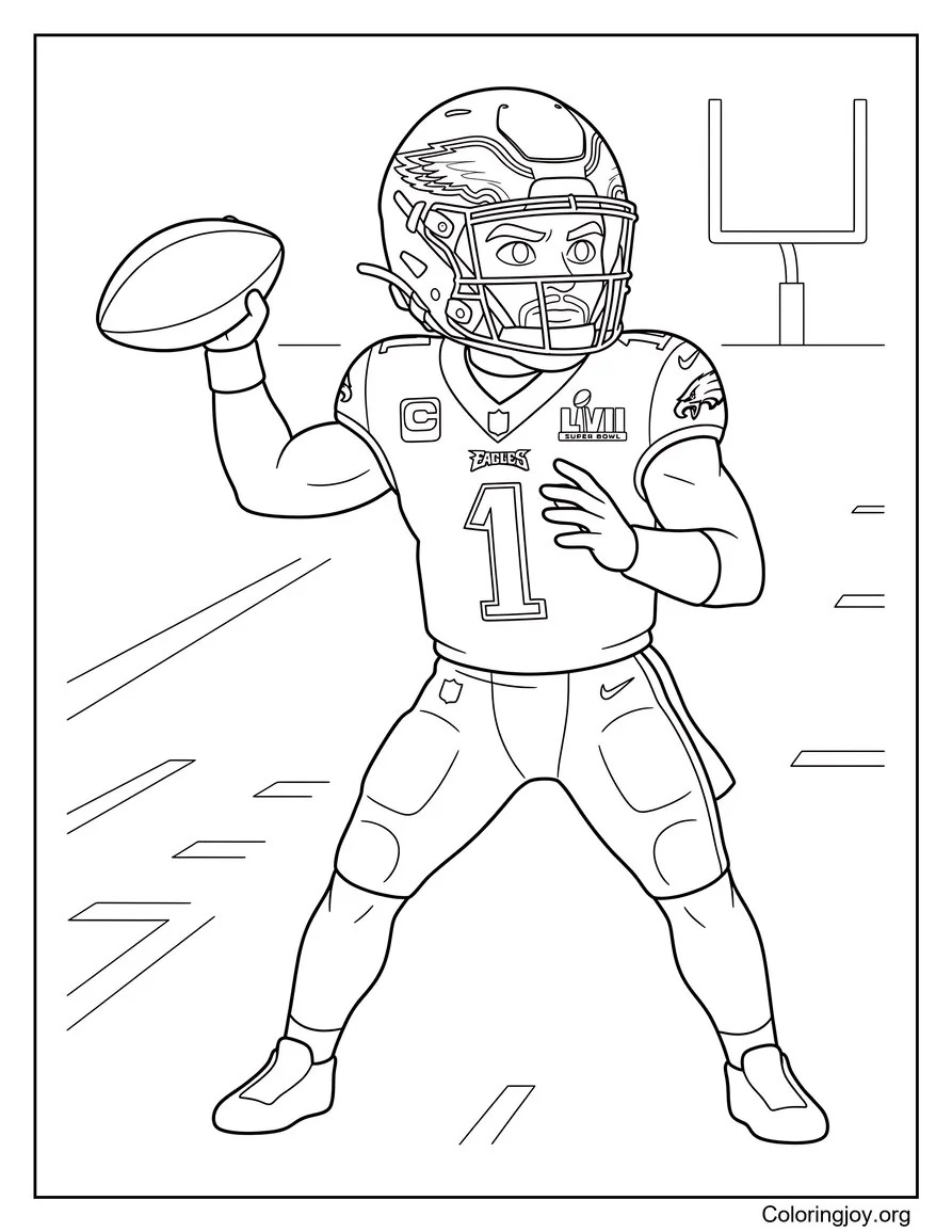 Jalen Hurts Quarterback Stance coloring page