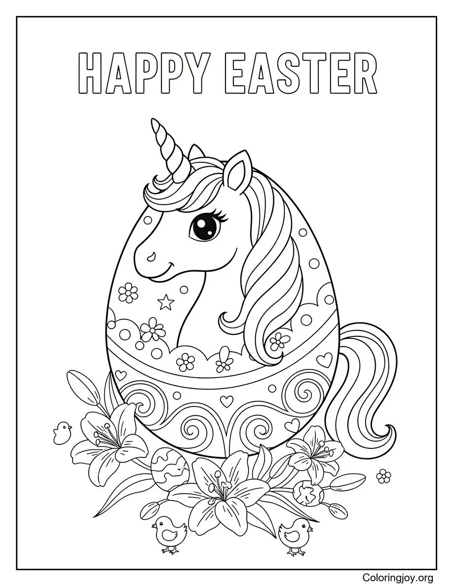 Unicorn Easter Egg coloring page