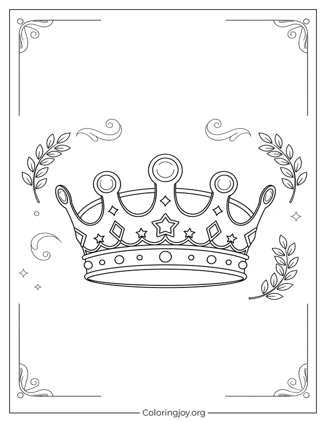 Hoja para colorear de corona clásica vintage para imprimir