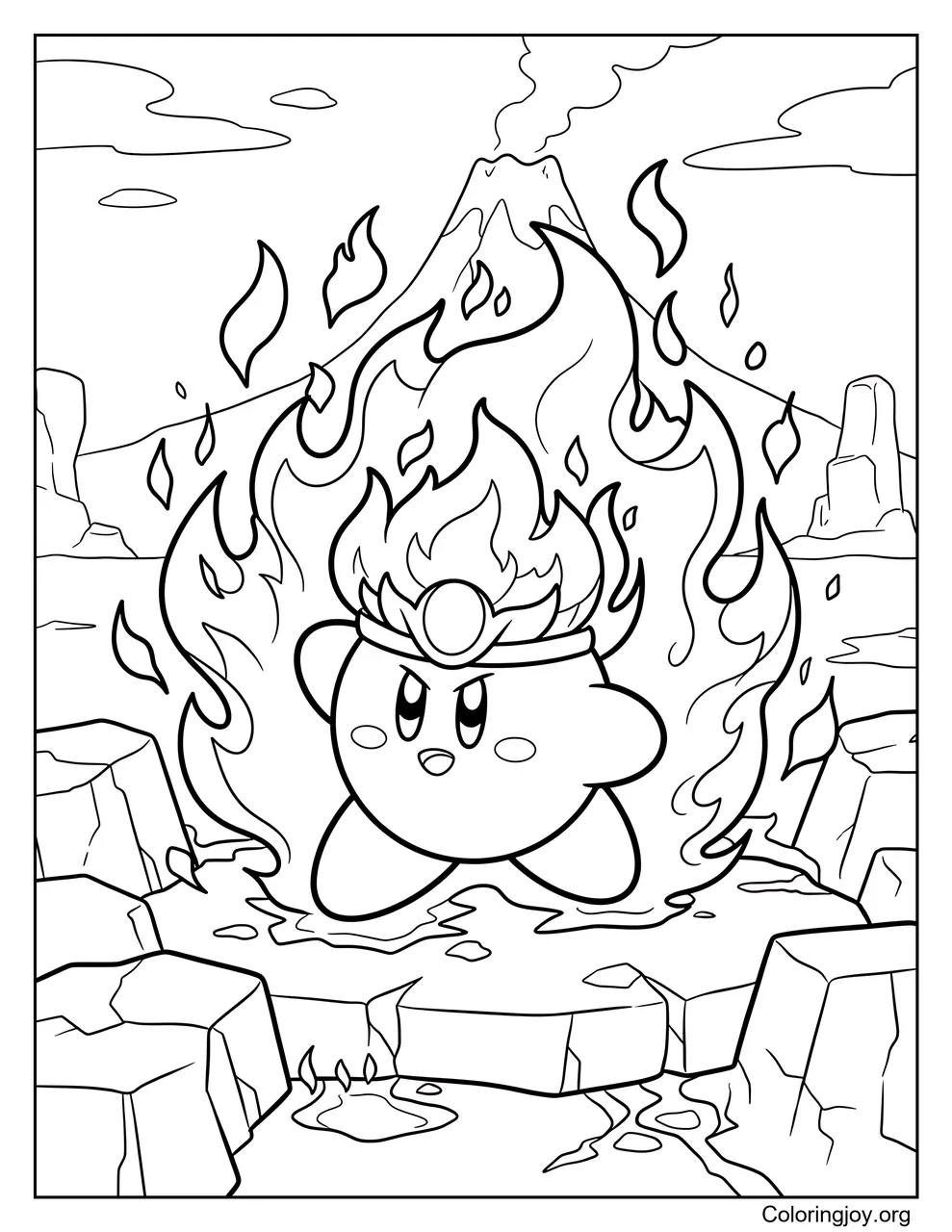 Fire Ability Kirby coloring page