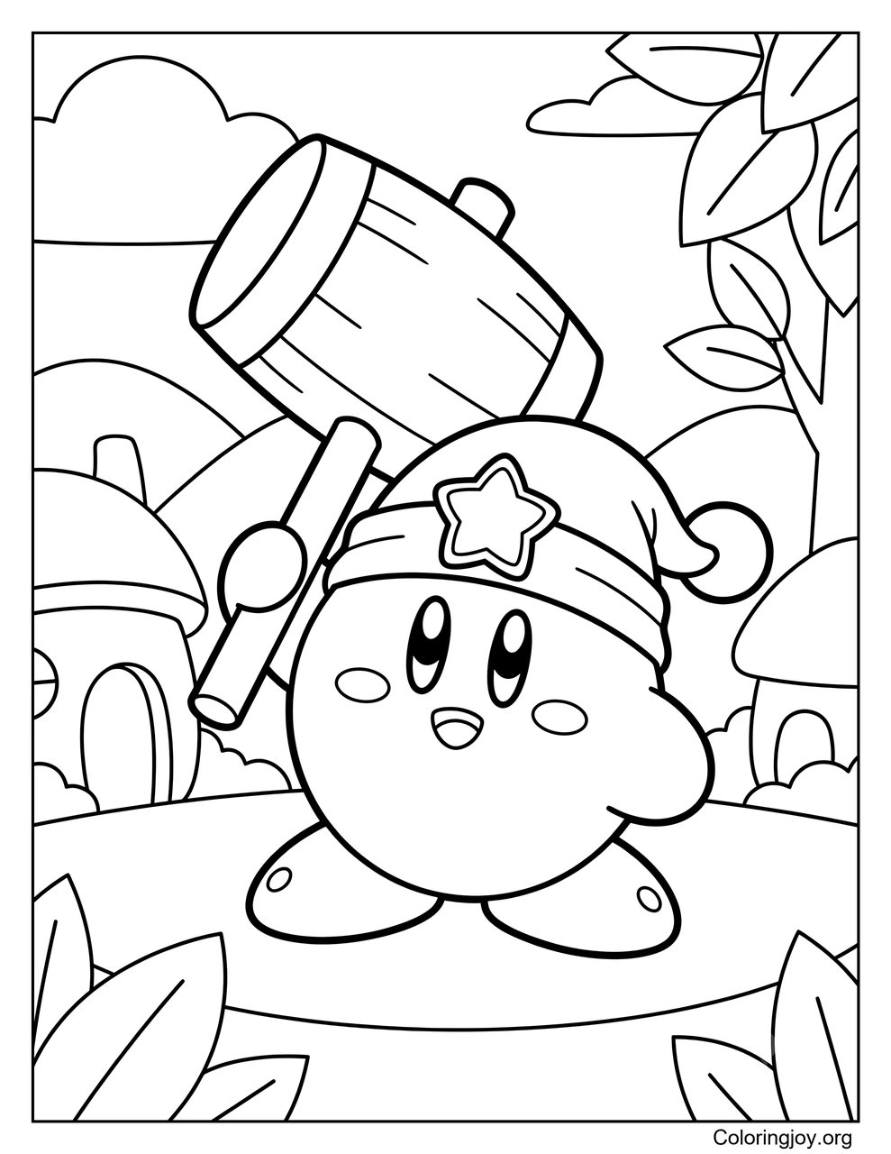 Hammer Ability Kirby coloring page
