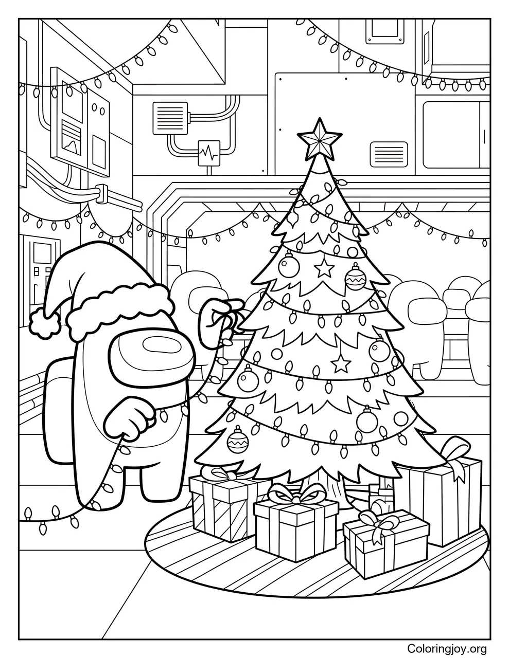Celebrate Christmas with Among Us coloring page